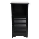 Ravelle 27.5 in. H Handcrafted Acacia Wood Bathroom Freestanding Floor Storage Cabinet with Louvered Door and Open Shelf