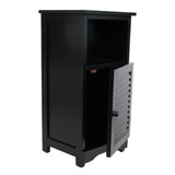 Ravelle 27.5 in. H Handcrafted Acacia Wood Bathroom Freestanding Floor Storage Cabinet with Louvered Door and Open Shelf