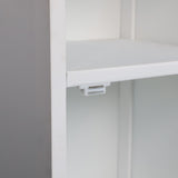 Ravelle 27.5 in. H Handcrafted Acacia Wood Bathroom Freestanding Floor Storage Cabinet with Louvered Door and Open Shelf