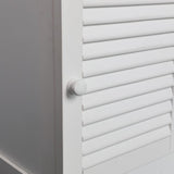 Ravelle 27.5 in. H Handcrafted Acacia Wood Bathroom Freestanding Floor Storage Cabinet with Louvered Door and Open Shelf