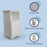 Ravelle 27.5 in. H Handcrafted Acacia Wood Bathroom Freestanding Floor Storage Cabinet with Louvered Door and Open Shelf