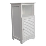 Ravelle 27.5 in. H Handcrafted Acacia Wood Bathroom Freestanding Floor Storage Cabinet with Louvered Door and Open Shelf