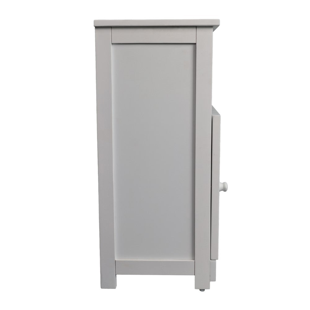 Ravelle 27.5 in. H Handcrafted Acacia Wood Bathroom Freestanding Floor Storage Cabinet with Louvered Door and Open Shelf