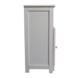 Ravelle 27.5 in. H Handcrafted Acacia Wood Bathroom Freestanding Floor Storage Cabinet with Louvered Door and Open Shelf