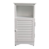 Ravelle 27.5 in. H Handcrafted Acacia Wood Bathroom Freestanding Floor Storage Cabinet with Louvered Door and Open Shelf