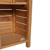 Valea 47 in. H Handcrafted Pine Wood Bathroom Freestanding Floor Storage Cabinet with Louvered Door and 3-Tier Open Shelves