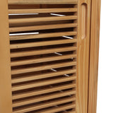 Valea 47 in. H Handcrafted Pine Wood Bathroom Freestanding Floor Storage Cabinet with Louvered Door and 3-Tier Open Shelves