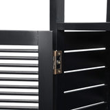 Valea 47 in. H Handcrafted Pine Wood Bathroom Freestanding Floor Storage Cabinet with Louvered Door and 3-Tier Open Shelves