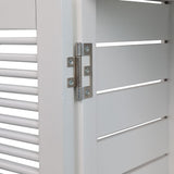 Valea 47 in. H Handcrafted Pine Wood Bathroom Freestanding Floor Storage Cabinet with Louvered Door and 3-Tier Open Shelves
