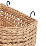 Veluna 35.5 in. H Handcrafted Pine Wood 3-Tier Floor Stand with Water Hyacinth Baskets Storage Rack