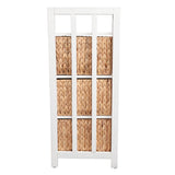 Lumora 34 in. H Handcrafted Acacia Wood 3-Tier Corner Storage Cabinet with 3 Water Hyacinth Baskets