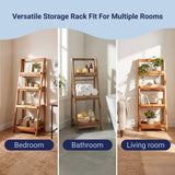 Velric 48 in. H Minimalist Handcrafted Acacia Wood 4-Tier Indoor/Outdoor Folding Display Ladder Storage Rack and Plant Stand