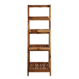 Velric 48 in. H Minimalist Handcrafted Acacia Wood 4-Tier Indoor/Outdoor Folding Display Ladder Storage Rack and Plant Stand