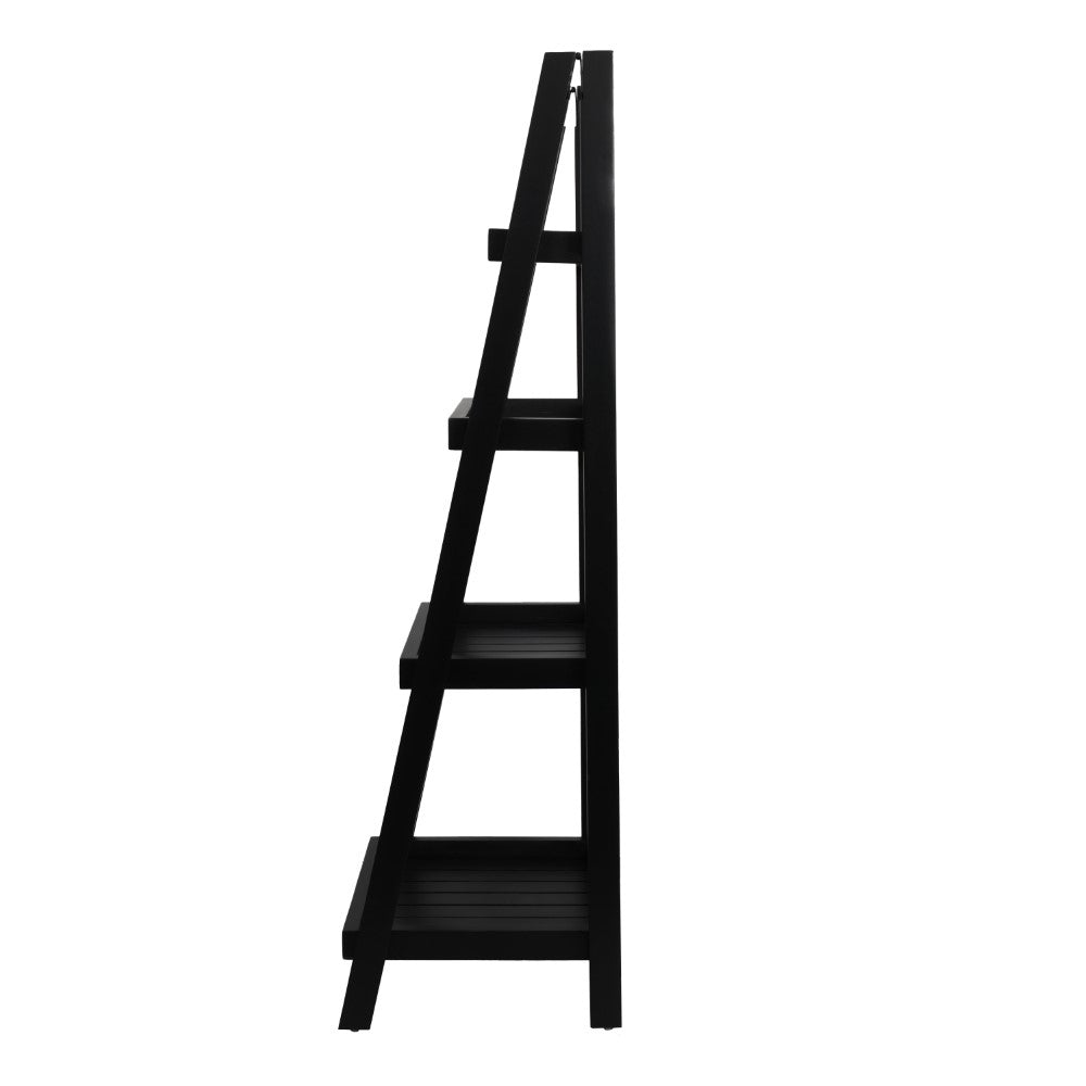 Velric 48 in. H Minimalist Handcrafted Acacia Wood 4-Tier Indoor/Outdoor Folding Display Ladder Storage Rack and Plant Stand
