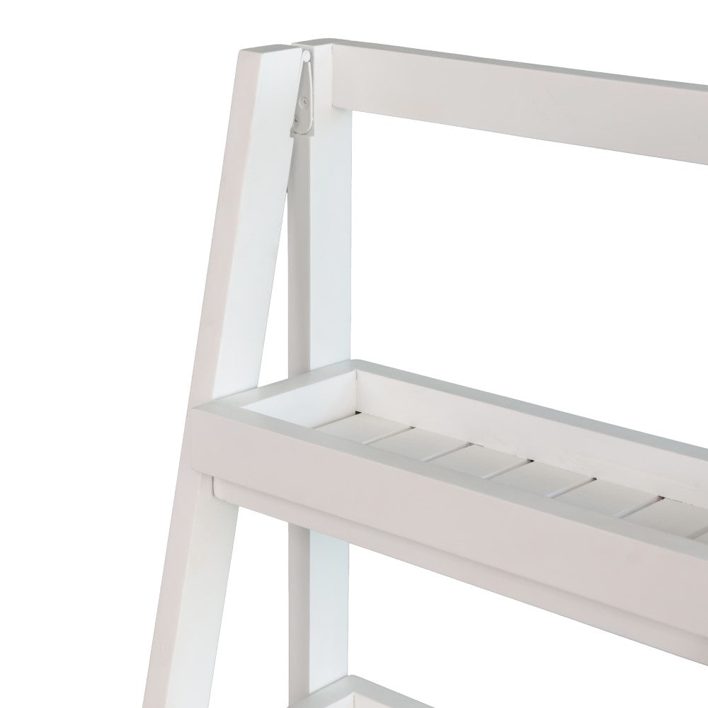 Velric 48 in. H Minimalist Handcrafted Acacia Wood 4-Tier Indoor/Outdoor Folding Display Ladder Storage Rack and Plant Stand