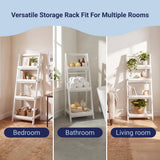 Velric 48 in. H Minimalist Handcrafted Acacia Wood 4-Tier Indoor/Outdoor Folding Display Ladder Storage Rack and Plant Stand