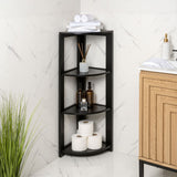 Liora 41 in. H Rustic Handcrafted Acacia Wood 4-Tier Indoor/Outdoor Folding Corner Storage Rack