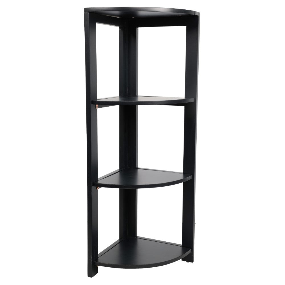 Liora 41 in. H Rustic Handcrafted Acacia Wood 4-Tier Indoor/Outdoor Folding Corner Storage Rack