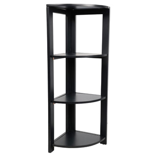 Liora 41 in. H Rustic Handcrafted Acacia Wood 4-Tier Indoor/Outdoor Folding Corner Storage Rack