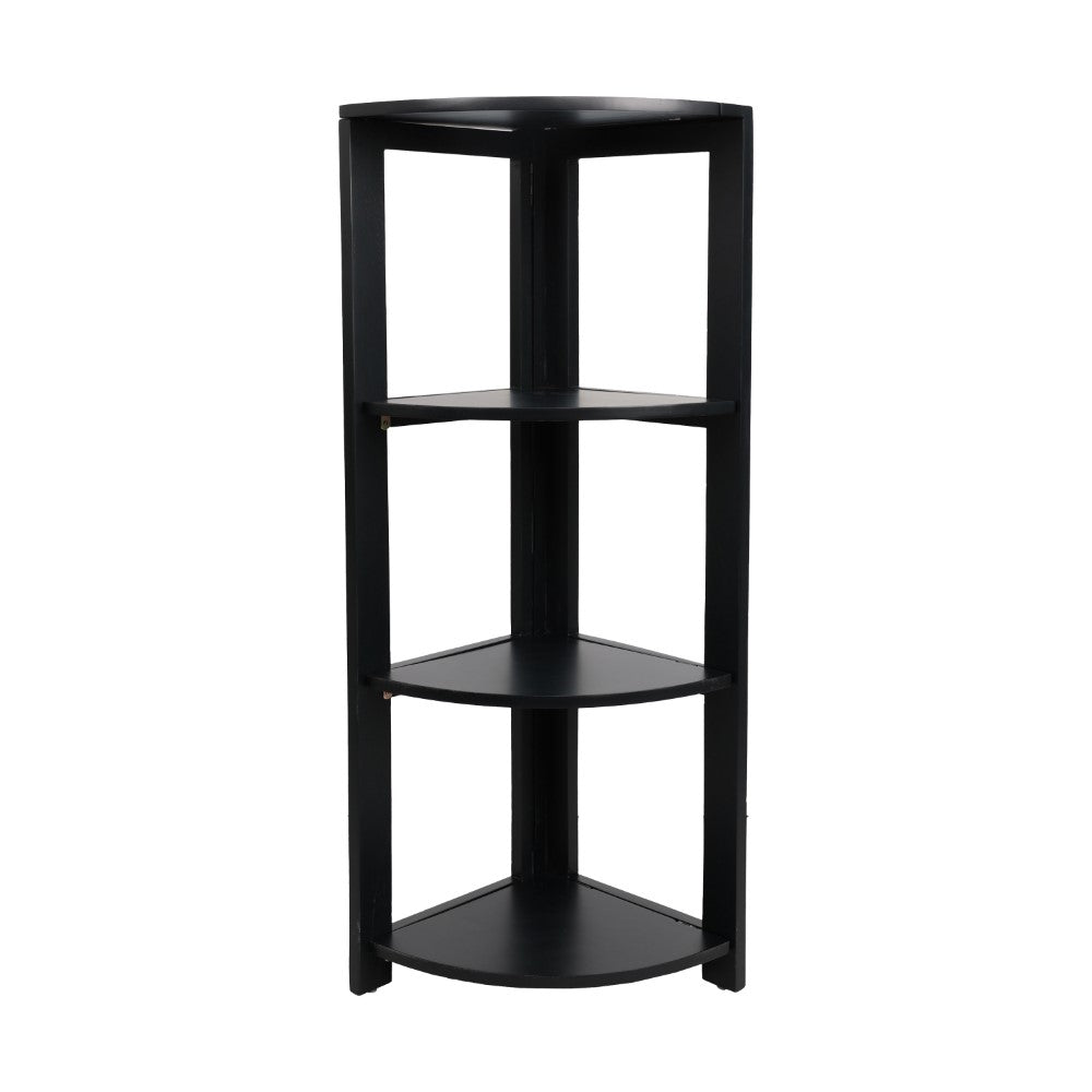 Liora 41 in. H Rustic Handcrafted Acacia Wood 4-Tier Indoor/Outdoor Folding Corner Storage Rack