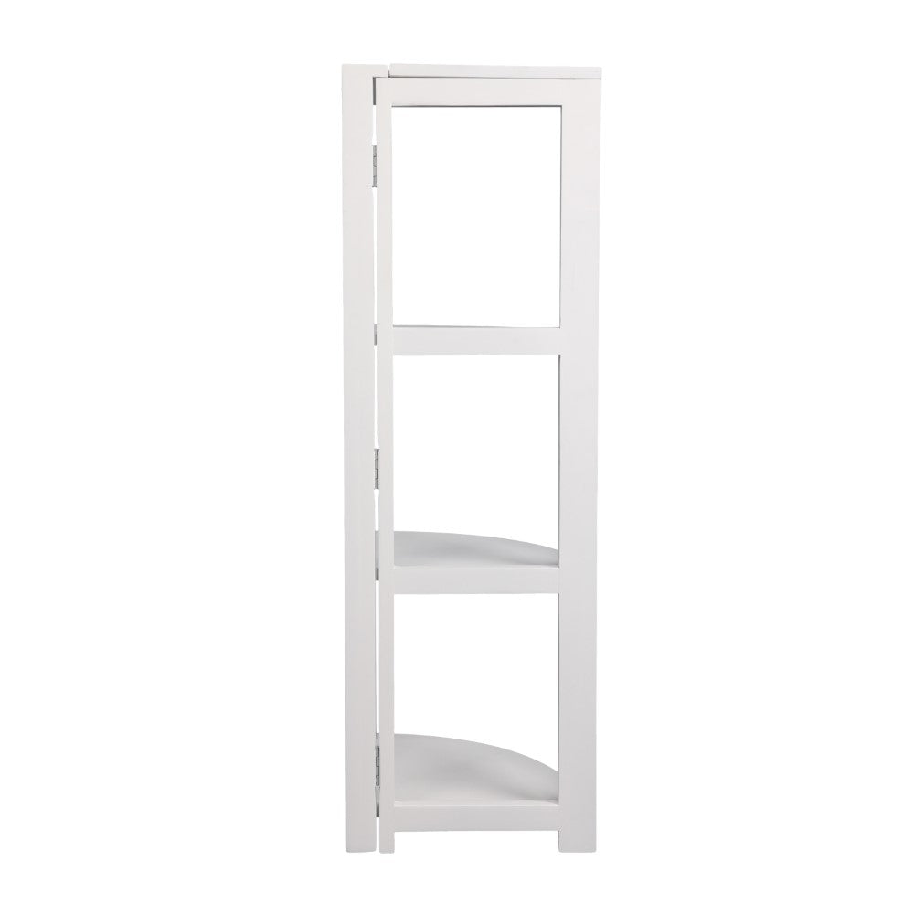 Liora 41 in. H Rustic Handcrafted Acacia Wood 4-Tier Indoor/Outdoor Folding Corner Storage Rack