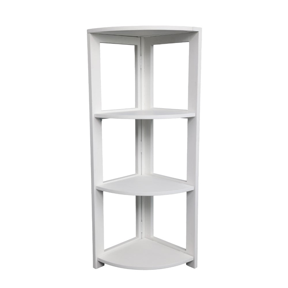 Liora 41 in. H Rustic Handcrafted Acacia Wood 4-Tier Indoor/Outdoor Folding Corner Storage Rack