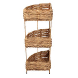 Cirel 32.5 in. H Coastal Handwoven Water Hyacinth 3-Tier Corner Freestanding Storage Rack with Metal Frame