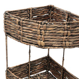 Cirel 32.5 in. H Coastal Handwoven Water Hyacinth 3-Tier Corner Freestanding Storage Rack with Metal Frame