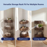 Cirel 32.5 in. H Coastal Handwoven Water Hyacinth 3-Tier Corner Freestanding Storage Rack with Metal Frame