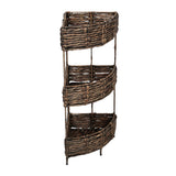 Cirel 32.5 in. H Coastal Handwoven Water Hyacinth 3-Tier Corner Freestanding Storage Rack with Metal Frame
