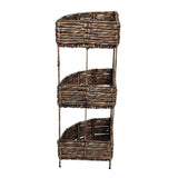 Cirel 32.5 in. H Coastal Handwoven Water Hyacinth 3-Tier Corner Freestanding Storage Rack with Metal Frame