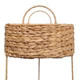 Lorven 35.5 in. H Coastal Handwoven Water Hyacinth 3-Tier Round Freestanding Storage Rack with Metal Frame and Handles