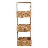 Vireon 35.5 in. H Coastal Handwoven Water Hyacinth 3-Tier Scalloped Basket Freestanding Storage Tower Stand with Top Handle