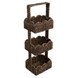 Vireon 35.5 in. H Coastal Handwoven Water Hyacinth 3-Tier Scalloped Basket Freestanding Storage Tower Stand with Top Handle