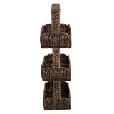 Vireon 35.5 in. H Coastal Handwoven Water Hyacinth 3-Tier Scalloped Basket Freestanding Storage Tower Stand with Top Handle