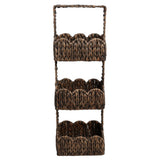 Vireon 35.5 in. H Coastal Handwoven Water Hyacinth 3-Tier Scalloped Basket Freestanding Storage Tower Stand with Top Handle