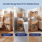 Olvara 35.5 in. H Coastal Handwoven Water Hyacinth 3-Tier Freestanding Storage Tower with Metal Frame and Handles