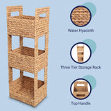 Olvara 35.5 in. H Coastal Handwoven Water Hyacinth 3-Tier Freestanding Storage Tower with Metal Frame and Handles