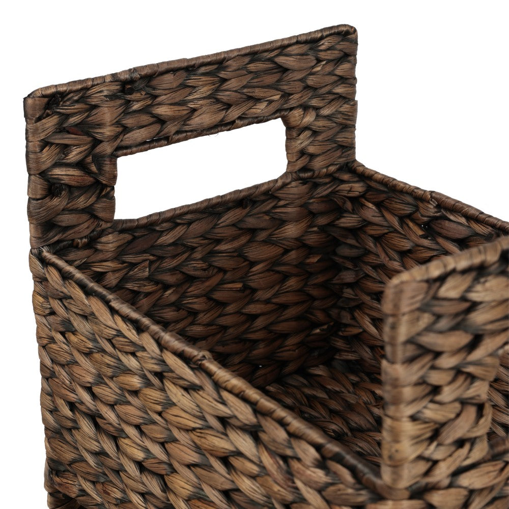 Olvara 35.5 in. H Coastal Handwoven Water Hyacinth 3-Tier Freestanding Storage Tower with Metal Frame and Handles