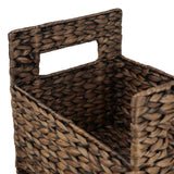Olvara 35.5 in. H Coastal Handwoven Water Hyacinth 3-Tier Freestanding Storage Tower with Metal Frame and Handles