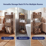 Olvara 35.5 in. H Coastal Handwoven Water Hyacinth 3-Tier Freestanding Storage Tower with Metal Frame and Handles