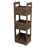Olvara 35.5 in. H Coastal Handwoven Water Hyacinth 3-Tier Freestanding Storage Tower with Metal Frame and Handles