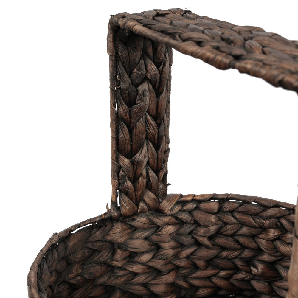 Havenor 35.5 in. H Coastal Handwoven Water Hyacinth 3-Tier Round Basket Freestanding Storage Tower Stand with Top Handle