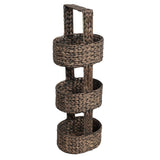 Havenor 35.5 in. H Coastal Handwoven Water Hyacinth 3-Tier Round Basket Freestanding Storage Tower Stand with Top Handle