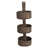 Havenor 35.5 in. H Coastal Handwoven Water Hyacinth 3-Tier Round Basket Freestanding Storage Tower Stand with Top Handle