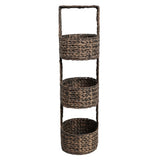 Havenor 35.5 in. H Coastal Handwoven Water Hyacinth 3-Tier Round Basket Freestanding Storage Tower Stand with Top Handle