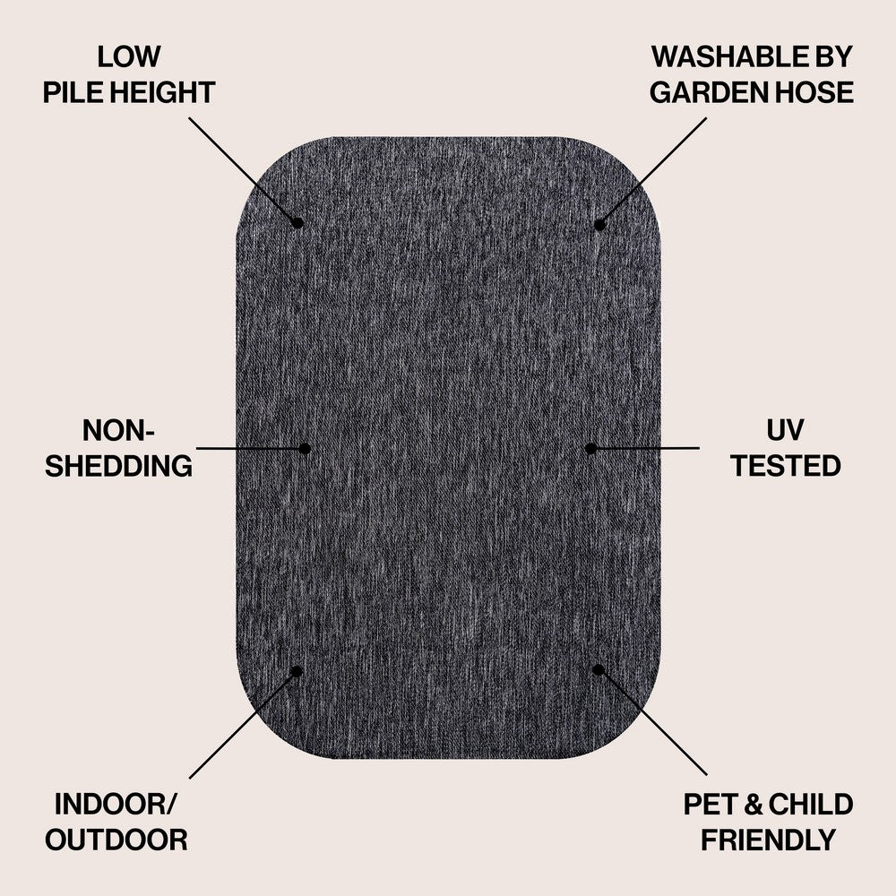Dhuli Modern Minimalist Radius Corner Solid Indoor/Outdoor Area Rug