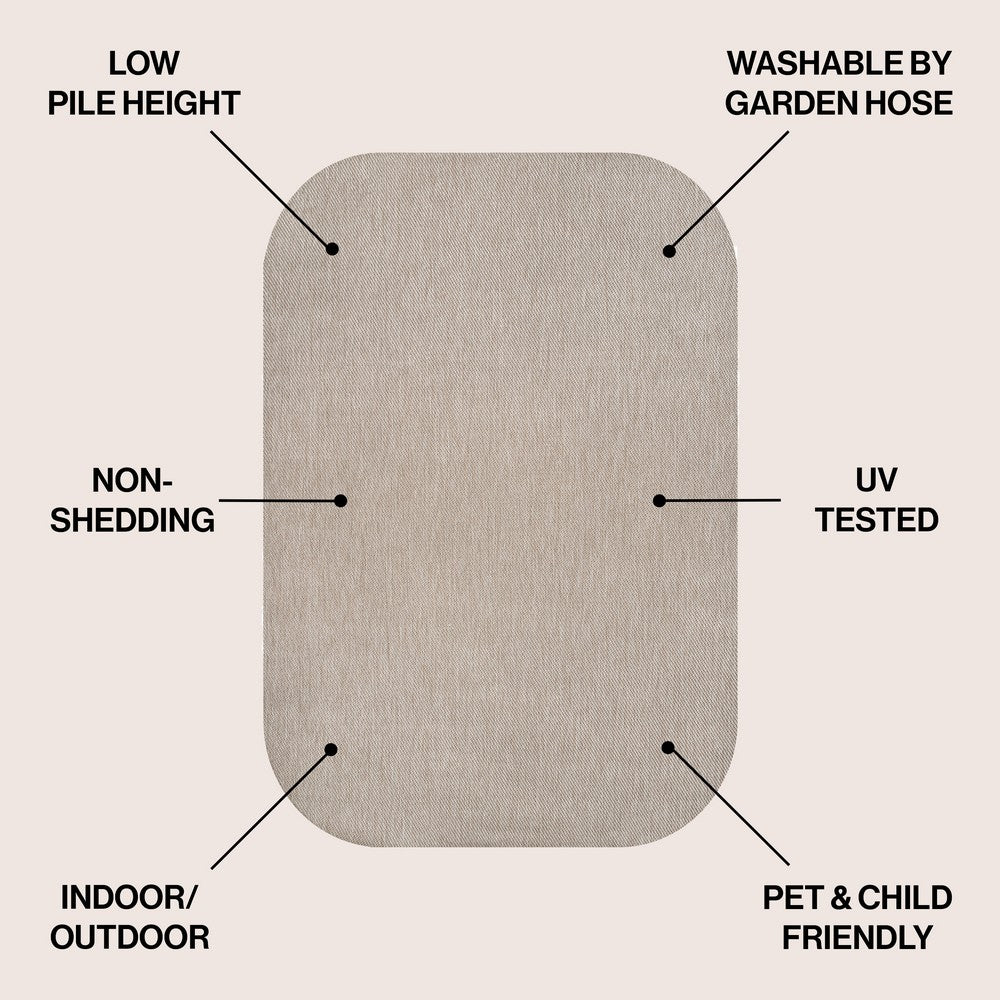 Dhuli Modern Minimalist Radius Corner Solid Indoor/Outdoor Area Rug