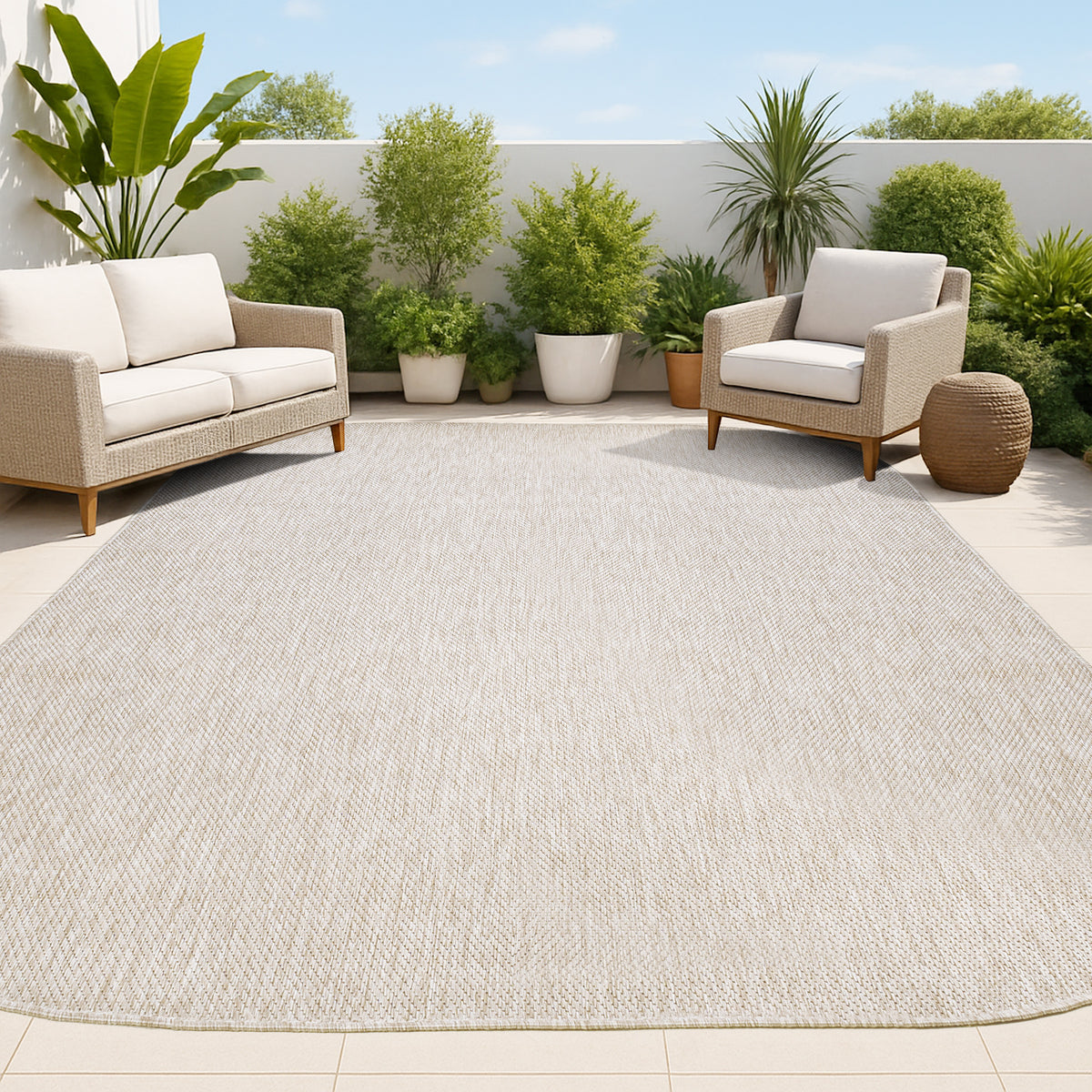 Dhuli Modern Minimalist Radius Corner Solid Indoor/Outdoor Area Rug