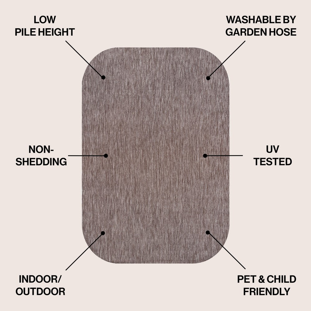 Dhuli Modern Minimalist Radius Corner Solid Indoor/Outdoor Area Rug